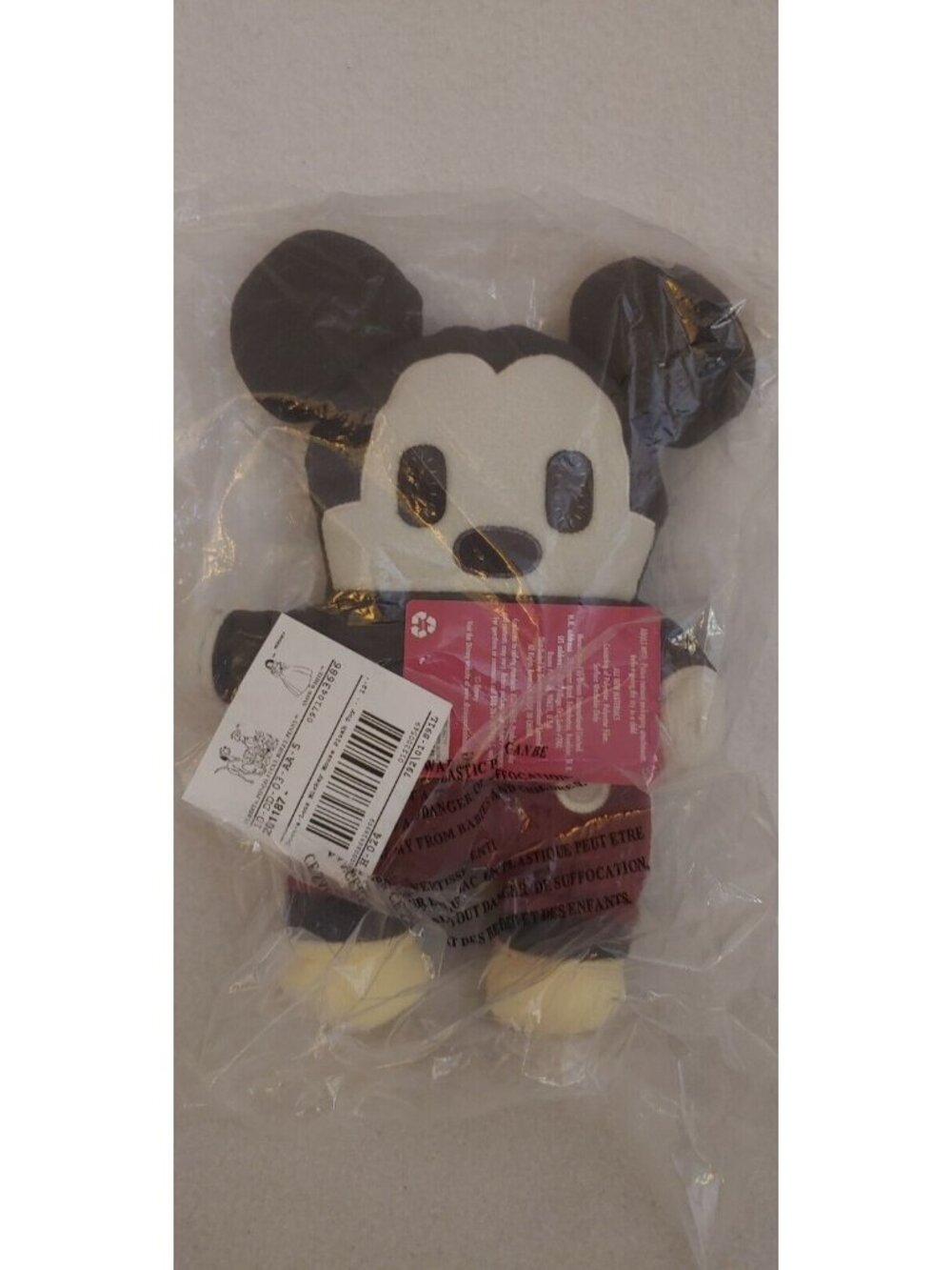 New Disney Vintage Look Mickey Mouse Pook-A-Looz Plush Doll Toy 12"